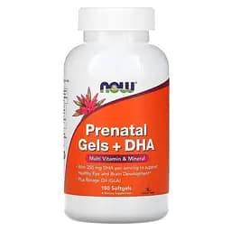 Витамины и минералы Now Prenatal Gels with DHA, 180 капсул