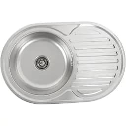 Кухонна мийка Platinum Декор 7750 з нержавіючої сталі 0.6 мм овальна 77x50 см (000009229)