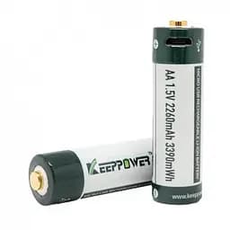 Акумулятор Keeppower AA 14500 1,5В 2260 mAh з microUS (Зелений з білим) - мініатюра 2