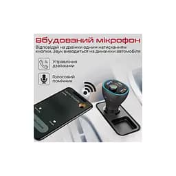 FM модулятор Promate PowerTune 38w USB-A OTG/USB-A QC3.0/USB-C PD Black (powertune-38w.black) - мініатюра 4