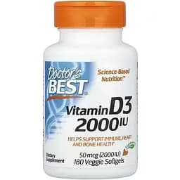 Вітамін D Doctor's Best Vitamin D3 2000 IU, 180 вегакапсул підтримання здоров'я кісток та зубів
