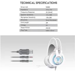 Ігрові навушники з мікрофоном Fantech HG-20 White 7.1 Channel RGB - мініатюра 6