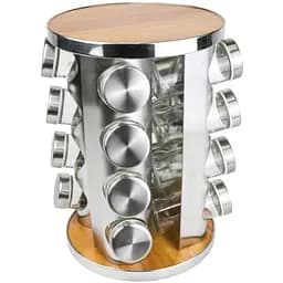 Набор для специй LoveYouHome на подставке нержавеющая сталь и дерево 16 шт. (61032)