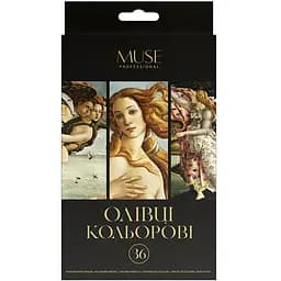 Олівці кольорові тригранні Школярик Muse 36 кольорів + точилка