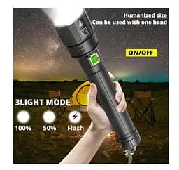 Фонарик Bailong BLL6-P90 Zoom 3 реж., алюминий, водо-ударостойкий, аккумулятор - мініатюра 5