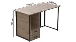 Комп'ютерний стіл Ferrum-decor Отто 75x120x60 чорний ДСП Дуб Сан-Марино 32мм (FRD-103579) - мініатюра 3