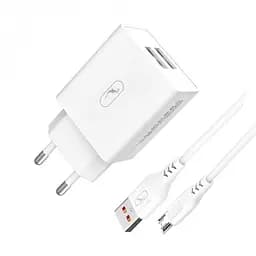 Зарядний пристрій SkyDolphin SC30V (2USB, 2.1A) White + кабель microUSB (SDMZP-000114)