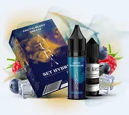 Набір компонентів для самозамісу сольової заправки Aura HYBRID 10 мл Arctic Berry Dream Малина Чорниця, 0-50 мг (17223)