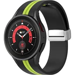 Ремінець для Samsung Galaxy Watch 7 - чорно-зелений ширина кріплення 20мм силікон Watchbands Cls-line (W48-3WB85947715)
