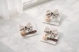 Набір декоративних шпильок для волосся текстильними бантиками та фігурками 24 шт.