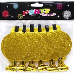 Набір фольгована трубочка-свисток з колом глітер, 6 шт., 1698-6