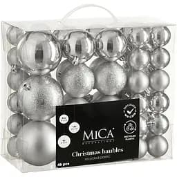 Комплект ялинкових прикрас Mica Decorations пластикові 6-7 см срібні 60 шт. (1181993)