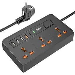 Роздільник мережі Hoco DC15 3 розетки 4 спідниці two-in-one multi-socket extension charger