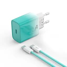 Мережевий зарядний пристрій XO CE18 (EU) PD30W USB-C fast charging charger with Type-C cable Синій - мініатюра 4