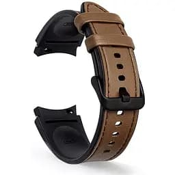 Браслет Slick для Samsung Galaxy Watch 7 - коричнево-чорний ширина кріплення 20мм силікон-шкіра Watchbands (W48-0WBWB70020997)