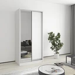 Шафа-купе дводверна MebelStar Стандарт AL ДСП/Дзеркало 100x60x210 см Аляска білий (MBS-2405)