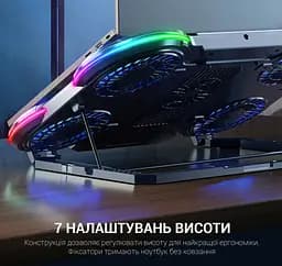Охолоджувальна підставка для ноутбука до 18 дюймів GamePro GPCP-1450 5xfans - мініатюра 13