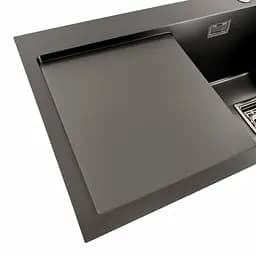 Кухонна мийка Platinum Handmade PVD 780x430x220 R чорна (квадратний сифон,3.0/1.0), Чорний - мініатюра 5