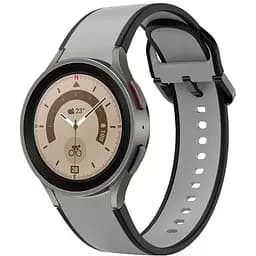 Браслет Double Line для Samsung Galaxy Watch 4 - сіро-чорний ширина кріплення 20мм силікон Watchbands (W12-3WB90238599)