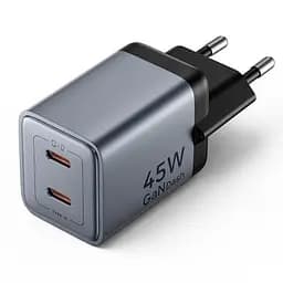 Зарядний пристрій Vention 2xUSB-C PD45W GaN gray (FCDH0-EU)