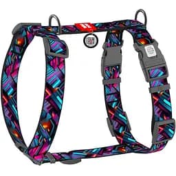 Шлея для собак Waudog анатомічна H-подібна Nylon з QR-паспортом Нескінченні світи XL Ш 35 мм