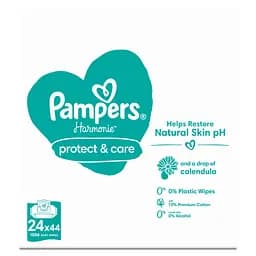 Уцінка. Дитячі вологі серветки Pampers Harmonie Calendula 1056 шт. (24 уп. по 44 шт.) - мініатюра 2