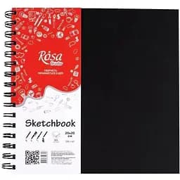 Блокнот для рисунка Rosa Studio на спирали 20х20см 100г/м2 84л черный