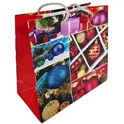 Пакет подарунковий NGЧ-001 новорічний паперовий 16х16х8 см 12 шт.