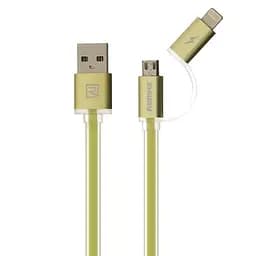 Кабель комбо 2-в-1 MicroUSB + Lightning Remax Aurora RC -020t золотистый