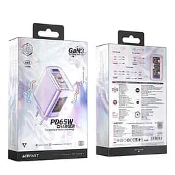 Мережевий зарядний пристрій Acefast A45 USB/2 Type-C QC PD PD65W GaN фіолетовий - мініатюра 7