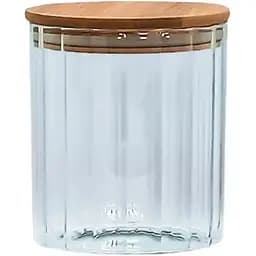 Ємність скляна Vittor з дерев'яною кришкою кругла смугаста 700 мл VT-7607 (135497)