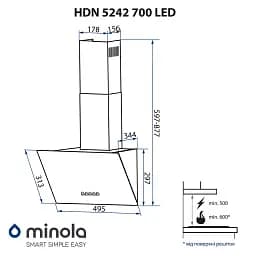 Витяжка декоративна похила Minola HDN 5242 BL 700 LED - мініатюра 12