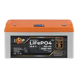 Акумулятор LP LiFePO4 25,6V - 100 Ah (2560Wh) (BMS 80A/40А) пластик для ДБЖ