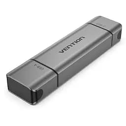 Считыватель флеш-карт Vention USB 3.0 AM/USB-C to SD+TF Gray Dual Drive Letter Aluminum Alloy (CLLH0)