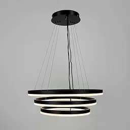 LED люстра на три кільця у чорному каркасі 60+50+40 см | Line F | Арт. G68-600+500+400 BK - мініатюра 2