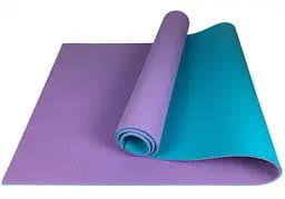 Коврик для йоги и фитнеса EasyFit TPE+TC 6 мм двухслойный фиолетовый-мятный (EF-1924-V/M)
