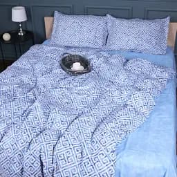 Простыня на резинке MirSon Поплин 00-5 Geometry Blue 70х190 см голубая (2200009704482)