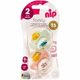 Пустышка Nip Моя семья №2, Д, 5-18 мес., латекс, 2 шт., слоник и лисичка