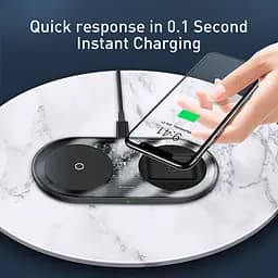 Зарядне бездротове подвійне BASEUS Simple 2in1 Wireless Charger Pro Edition For Phones + Pod (WXJK-C01) - мініатюра 7