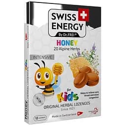 Льодяники від застуди для дітей Swiss Energy Herbal Lozenges 20 альпійських трав та мед 12 трав'яних льодяників