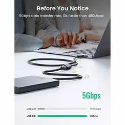 Подовжувач Ugreen US129 USB 3.0 AM/AF штекер - роз'єм 1 м, чорний (10368) - мініатюра 3
