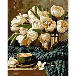 Картина по номерам Букет цветов с кофе Origami LW30980-01, 40х50 см