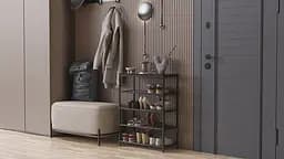 Полиця для взуття Слайм 4 Ferrum-decor 820x630x260 Чорний метал ДСП Венге Магія 16 мм (FRD-105161) - мініатюра 5