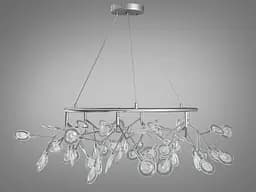 Сучасна якісна люстра офісна "Світлячок", 54 плафони, хром сатин