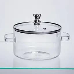 Каструля Yiwu Crystal Bear HP-34-39 з термостійкого боросилікатного скла 2 л з ручкою Ведмедик, жароміцна
