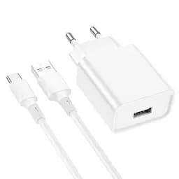 Зарядний пристрій комплект Borofone BA74A Aspirer + набір кабель Type-C білий