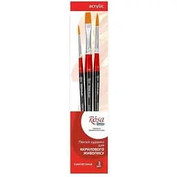 Набір пензлів 6 синтетика 3 шт. плоска (№10) кругла (№2,5) Rosa Studio