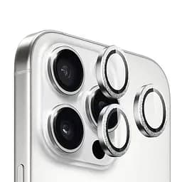 Захисне скло BlueO Metal на камеру для Apple iPhone 16 Pro / 16 Pro Max / 15 Pro / 15 Pro Max Срібний / Silver Diamond - мініатюра 3
