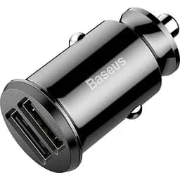 Автомобільний зарядний пристрій Baseus Grain Metal 3.1A/2USB Black - мініатюра 2
