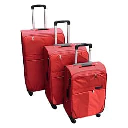 Набор тканевых чемоданов 3в1 с кодовым замком и телескопической ручкой красный (24-292)